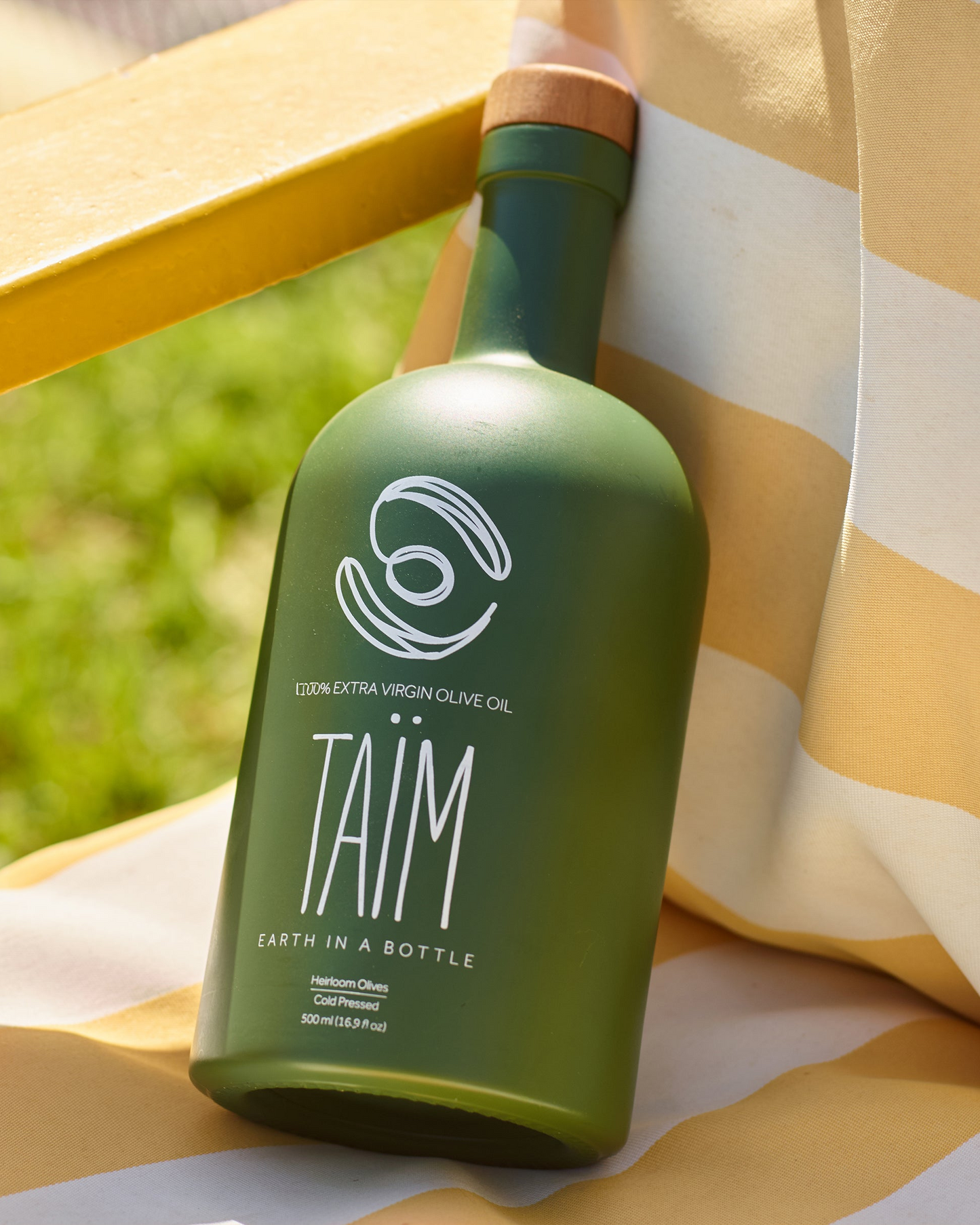 Taïm award-winning extra virgin olive oil made from heirloom Souri olives grown in South Lebanon