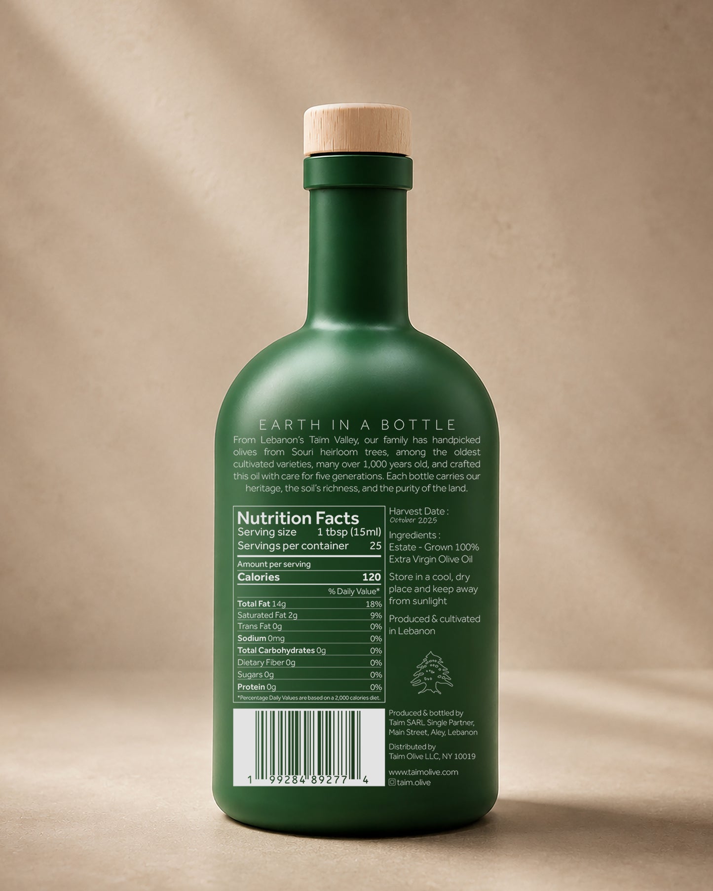 Taïm award-winning Lebanese extra virgin olive oil made from heirloom Souri olives.